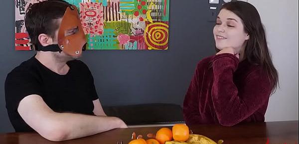 Fetish babe chatting behind the scenes
